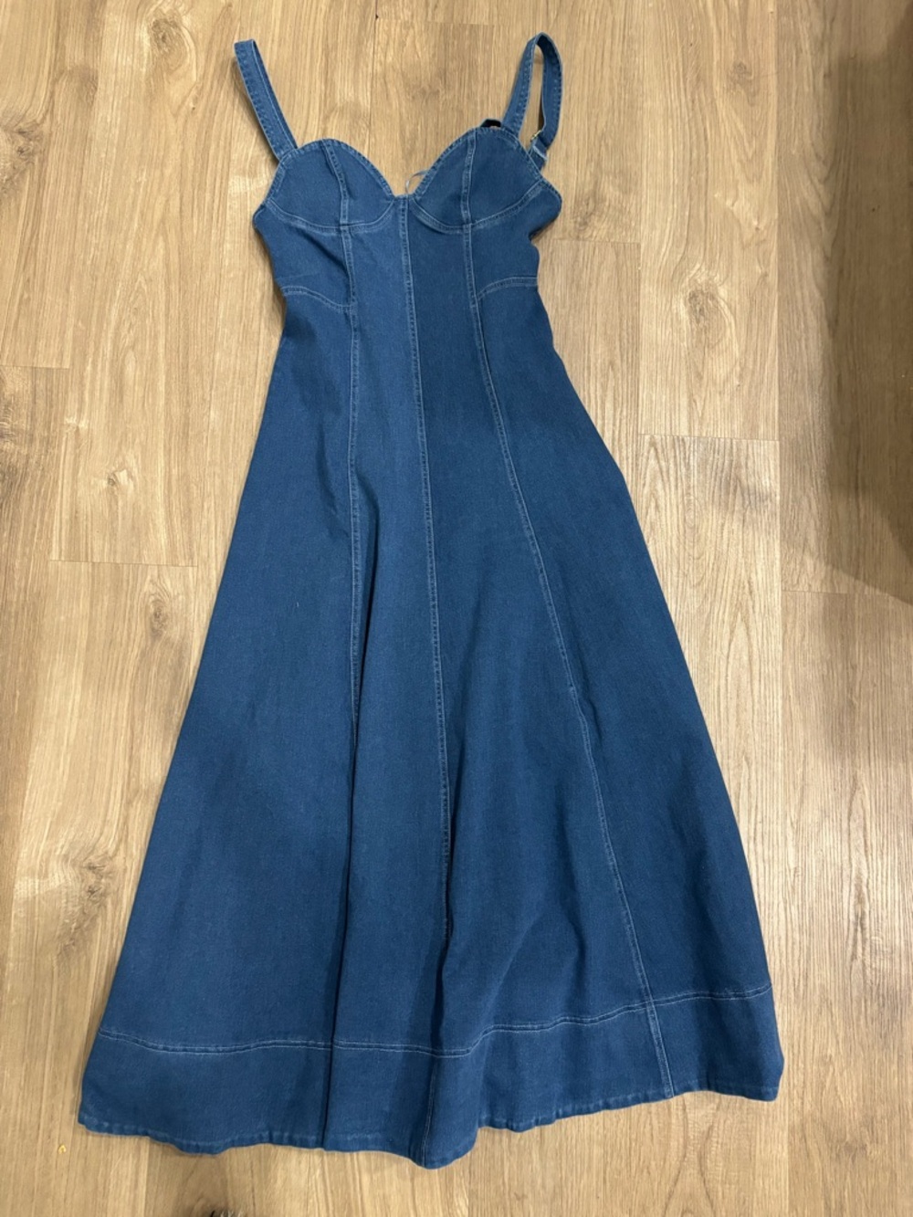 Fashion Nova Strapless Denim Blue Midi Dress